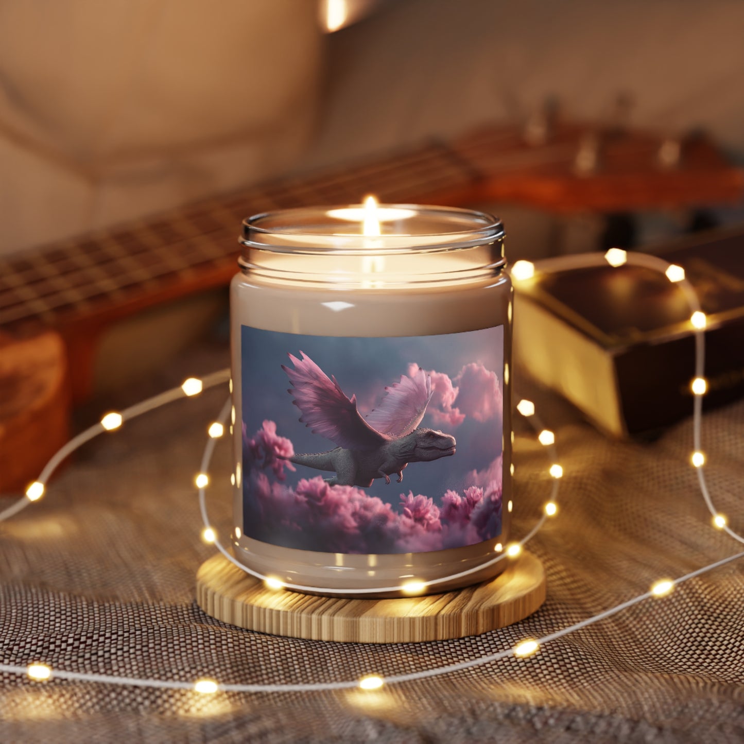 Pink Cloud Dragon Scented Soy Candles with White Lid, 9oz – Soaring Through Twilight Bloom