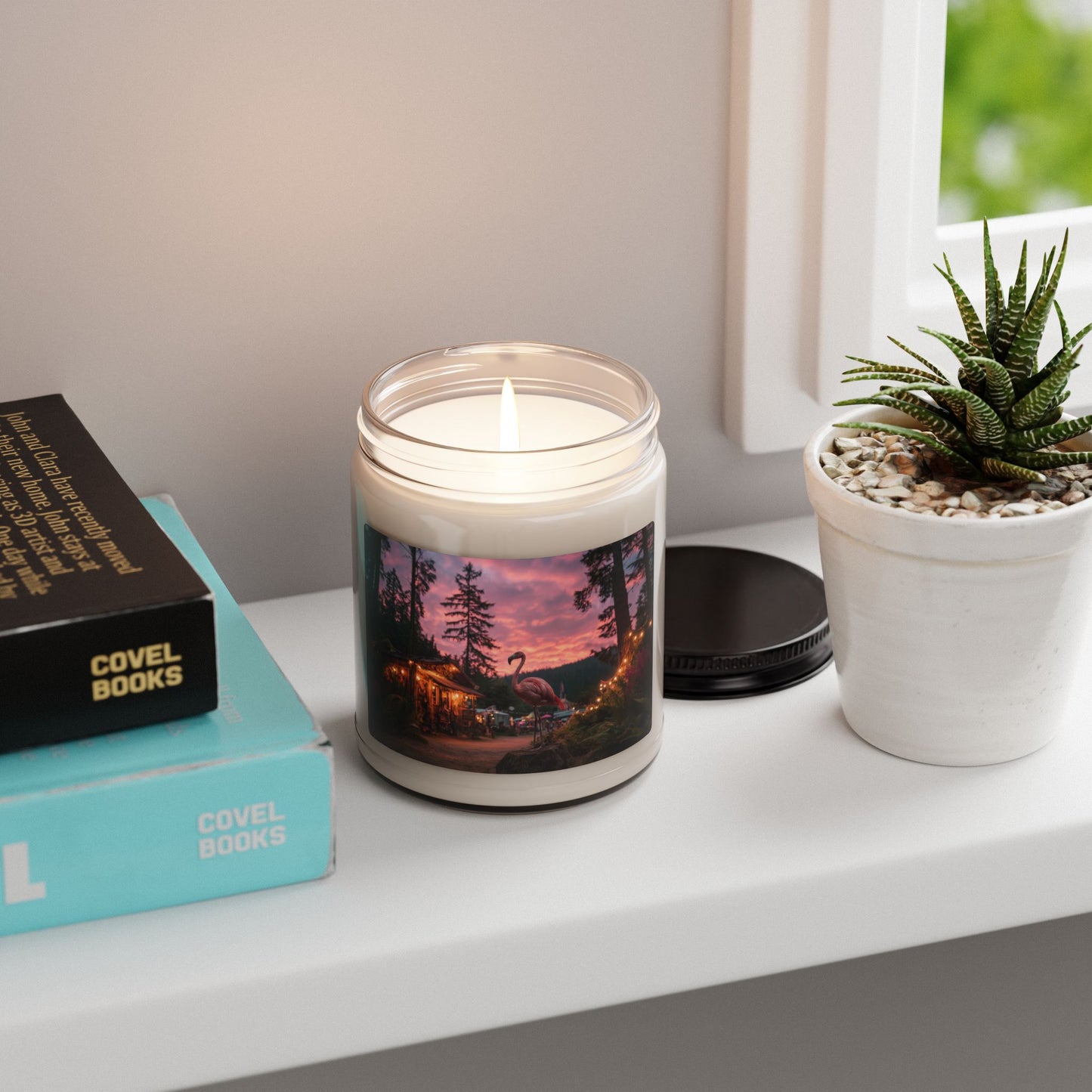 Pink Flamingo Twilight Candle – Forest Festival Dreamscape