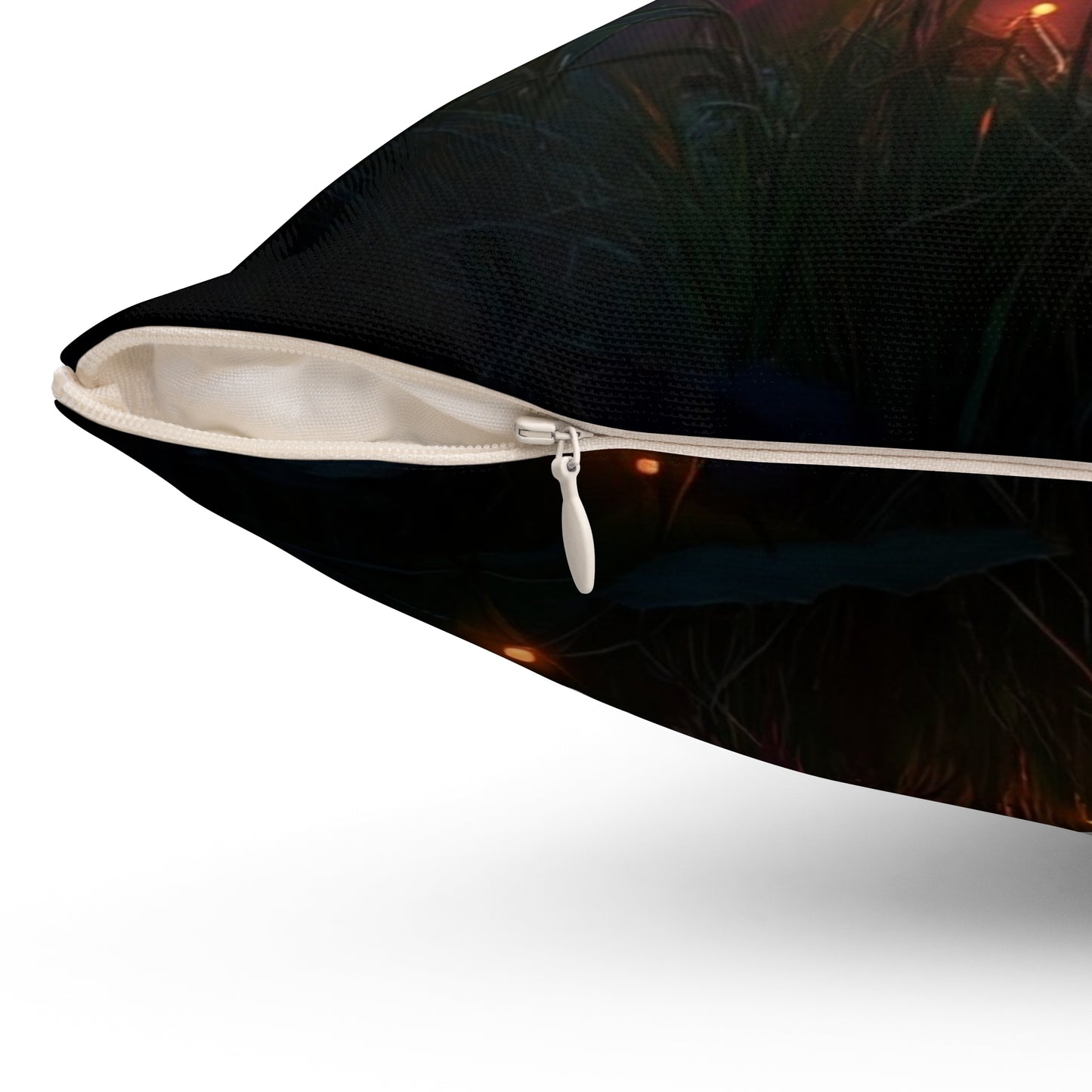 Glowing Dragonfly Spun Polyester Square Pillow – Twilight Meadow Luminescence