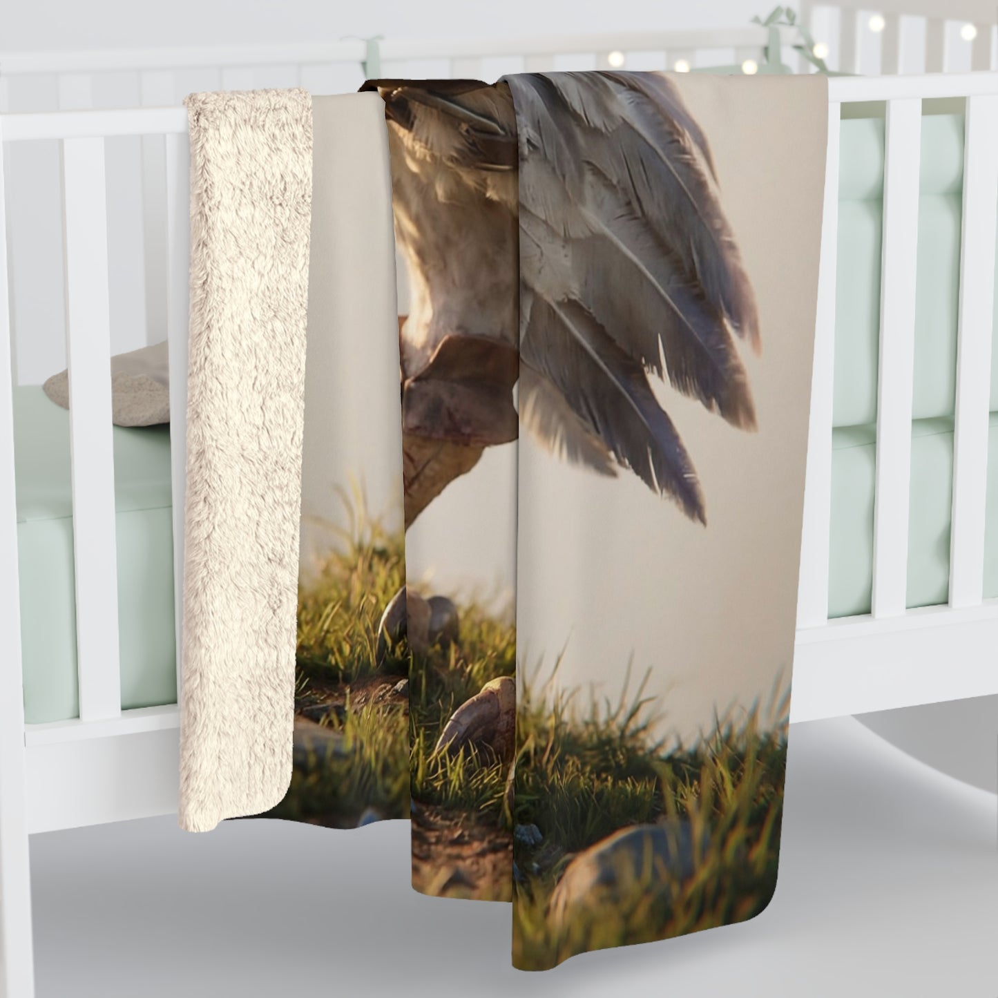 White Eagle Rider Sherpa Fleece Blanket – Sunset Skyward Companion