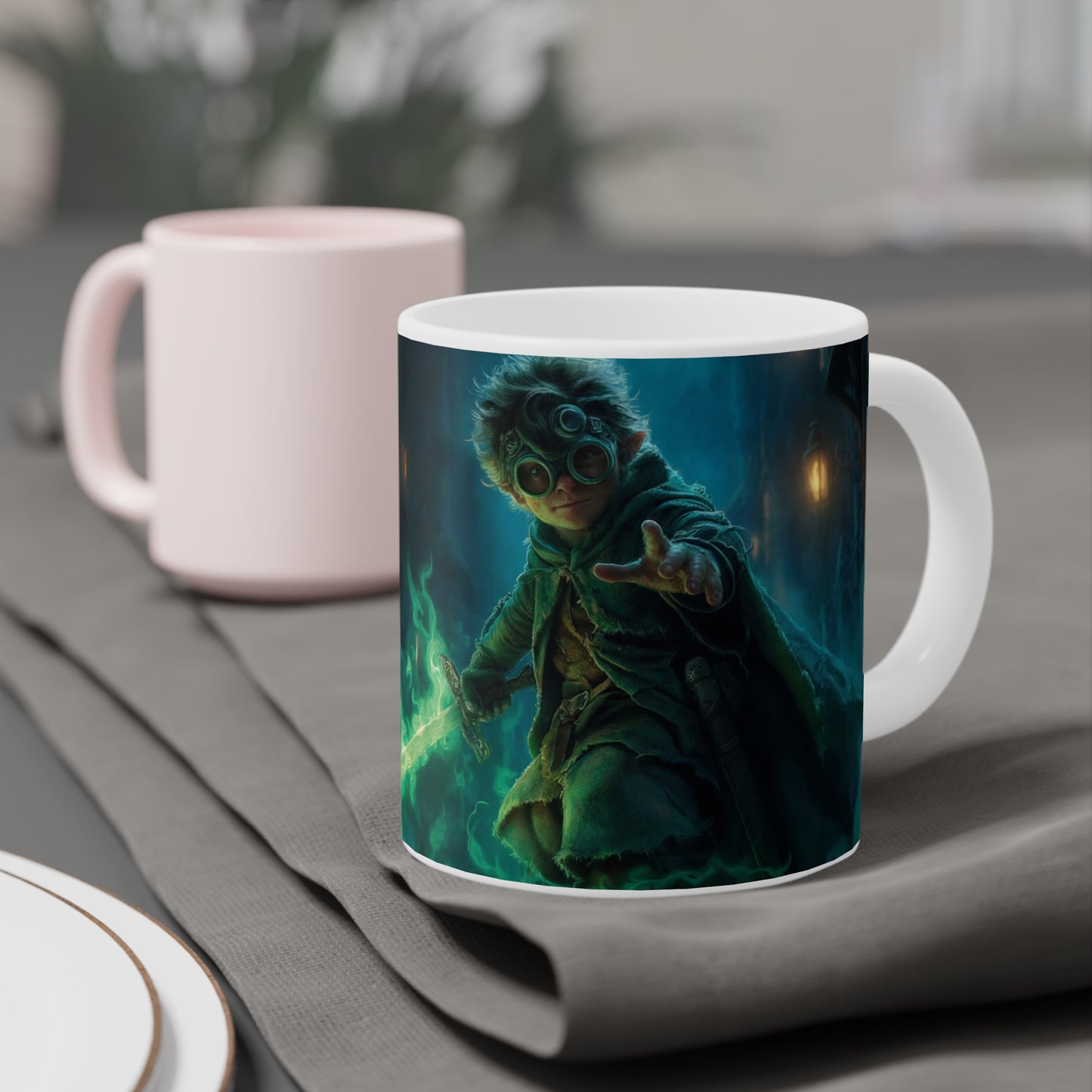 Green Flame Swordbearer Ceramic Mugs (11oz\15oz\20oz) – Midnight Alley Guardian