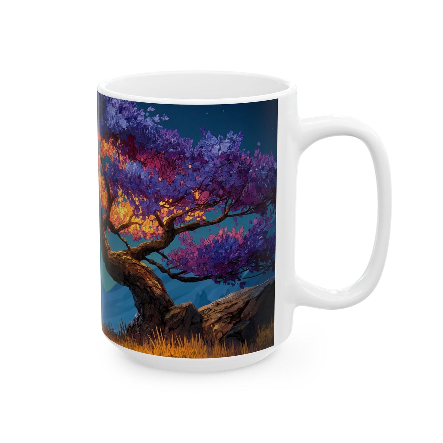 Celestial Tree Ceramic Mug – Twilight Bloom Dreamscape