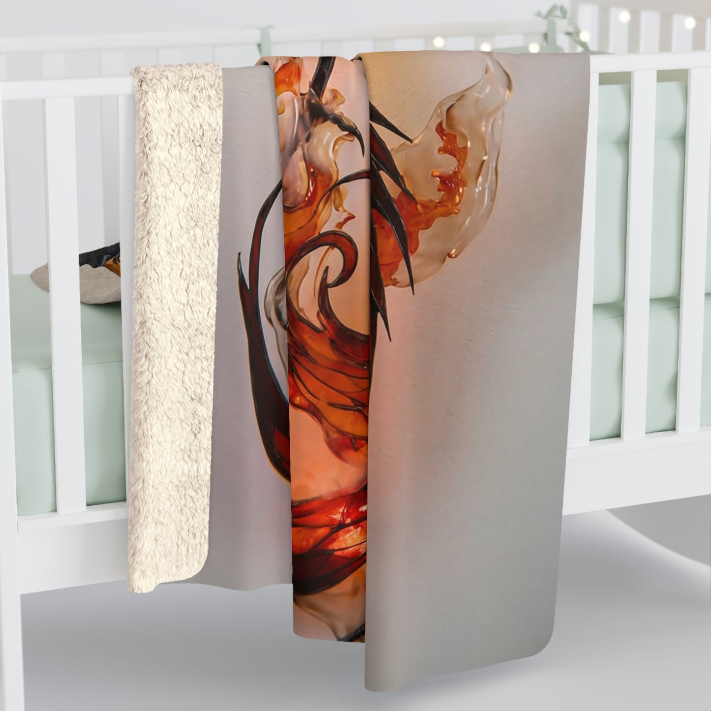 Stained Glass Phoenix Sherpa Fleece Blanket – Embered Talon Dreamscape
