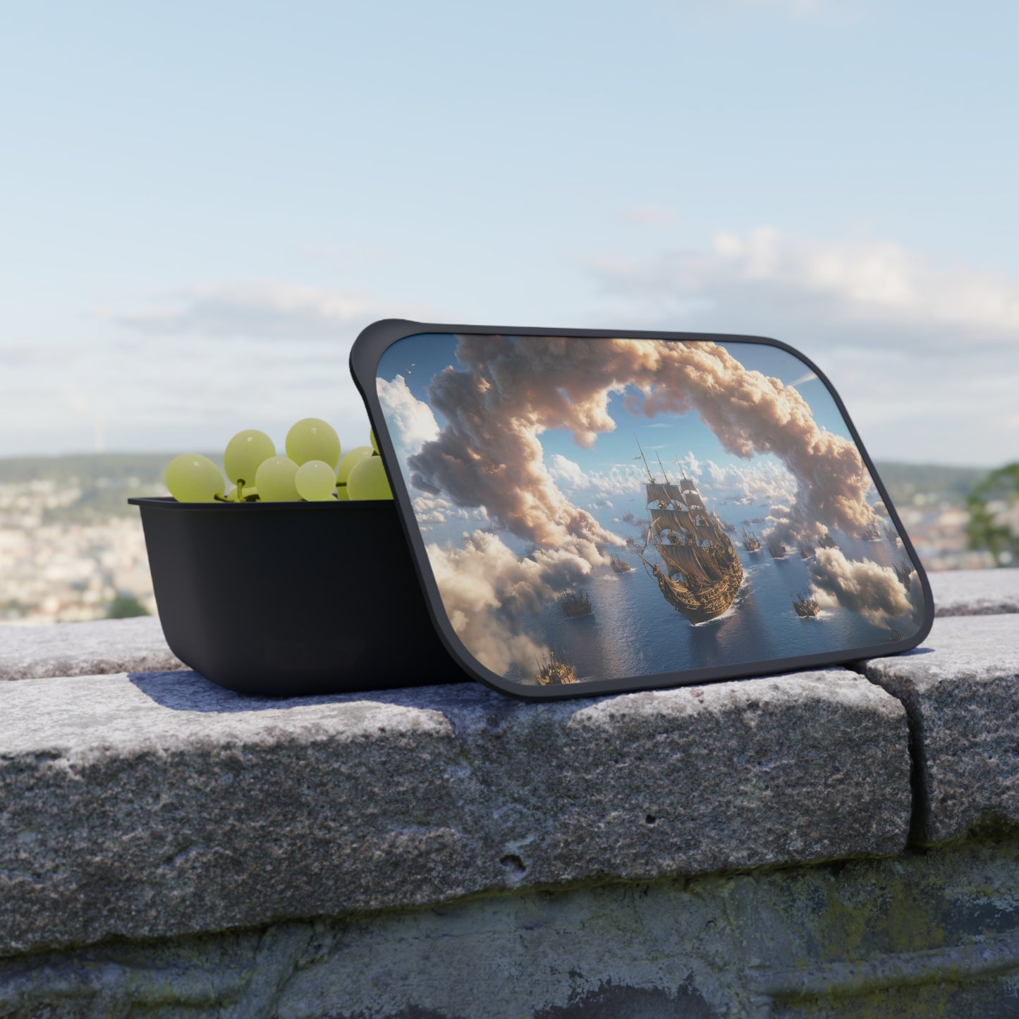 Celestial Fleet PLA Bento Box with Band and Utensils – Dawn’s Armada on Azure Seas