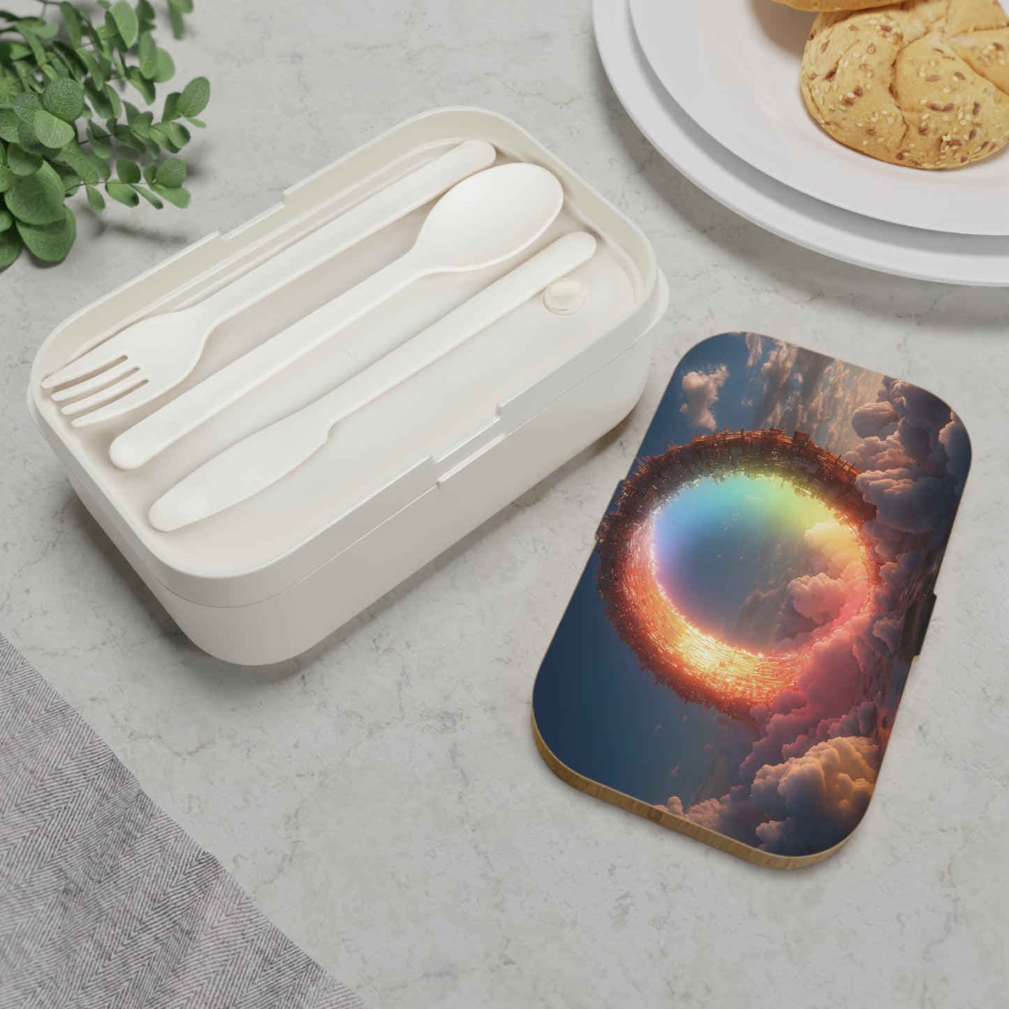 Celestial Vortex Bento Lunch Box – Indigo Cloud Dreamscape