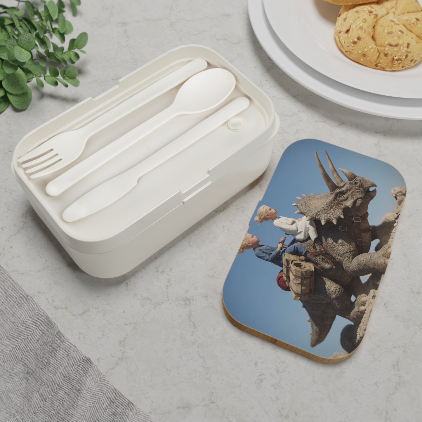 Triceratops Riders Bento Lunch Box – Desert Expedition Adventure