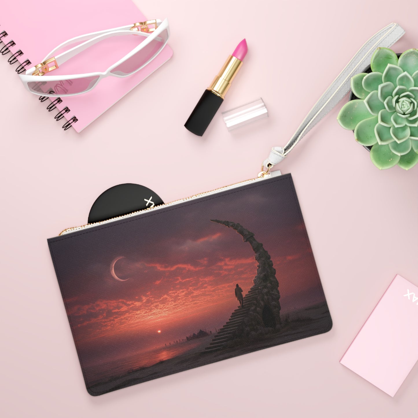 Solstice Sentinel Clutch Bag – Crimson Sky Ascension