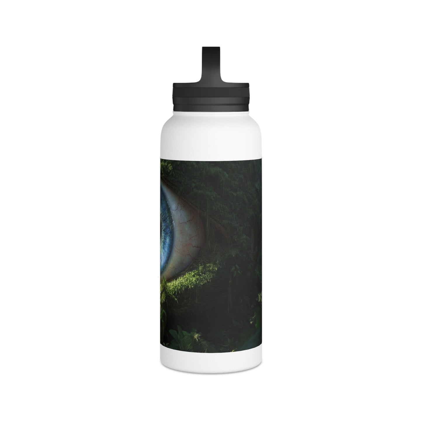 Guardian Forest Eye Water Bottle – Moss-Covered Watcher of the Verdant Path