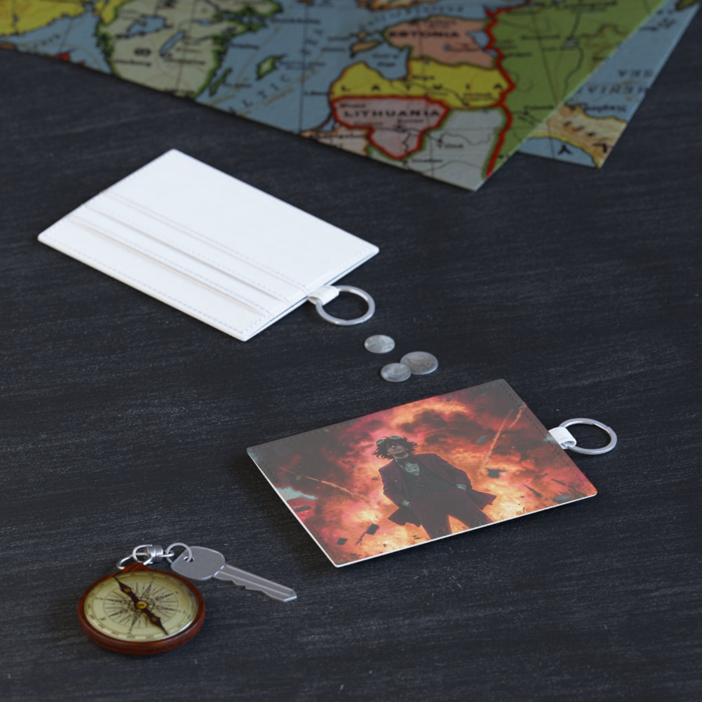 Explosive Goggles Man Saffiano Leather Card Holder – Crimson Sky Chronicle