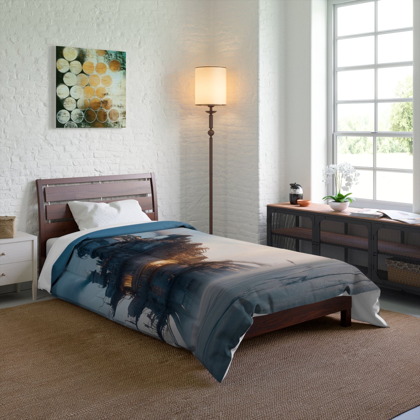 Steamborne Tower Comforter – Solitary Watchtower at Dusk