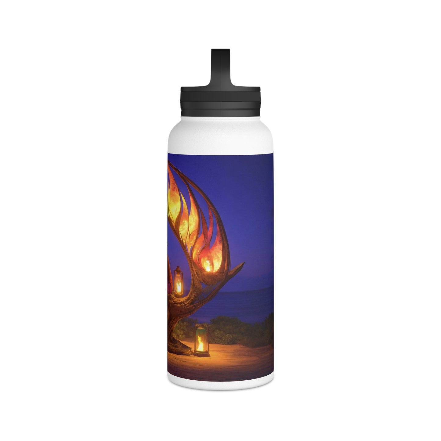Luminous Phoenix Arch Water Bottle – Handle Lid – Twilight Sanctuary