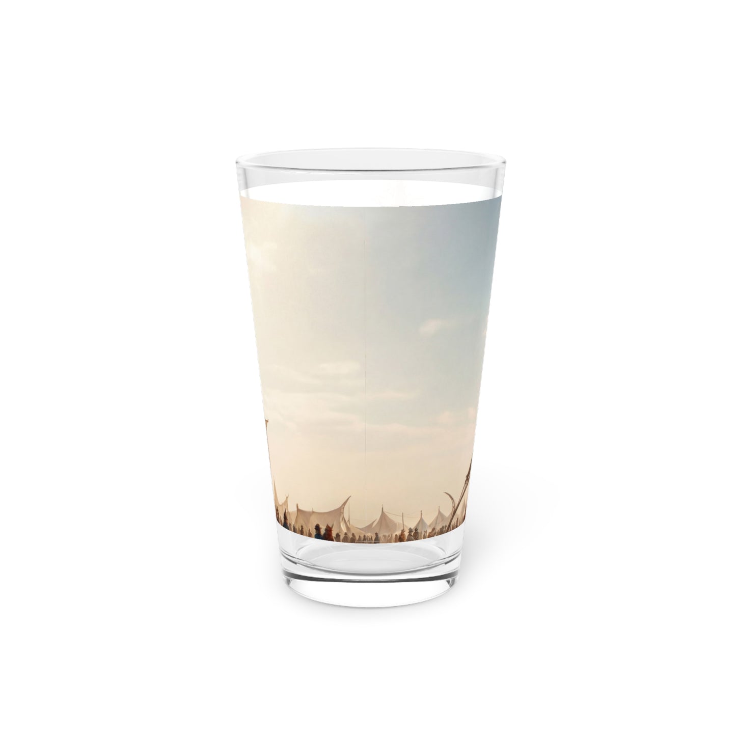 Desert Sky Temple Pint Glass, 16oz – Sunlit Aerie of Whimsical Architecture