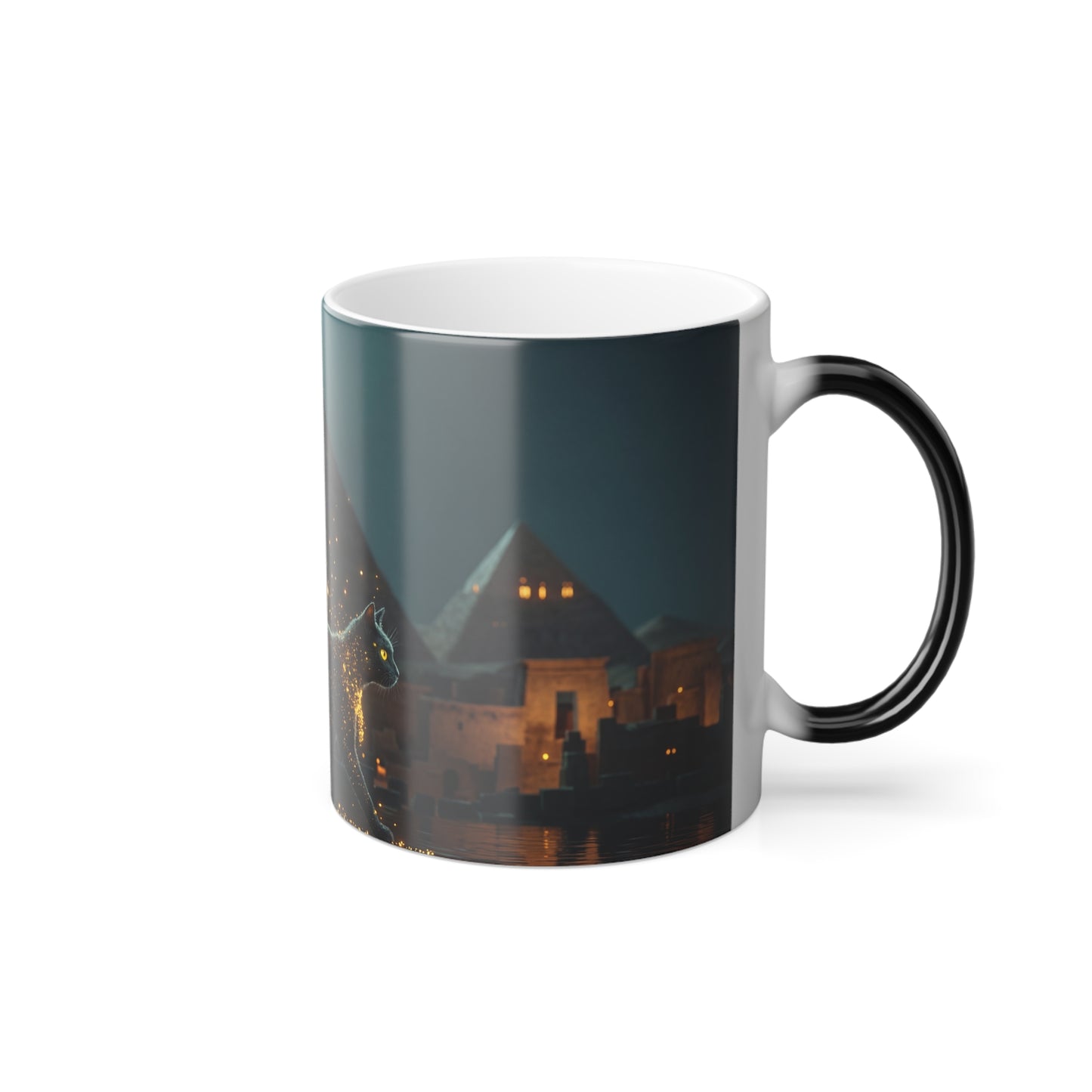 Pharaoh’s Spark Cat Color Morphing Mug, 11oz – Giza Moonlight Guardian