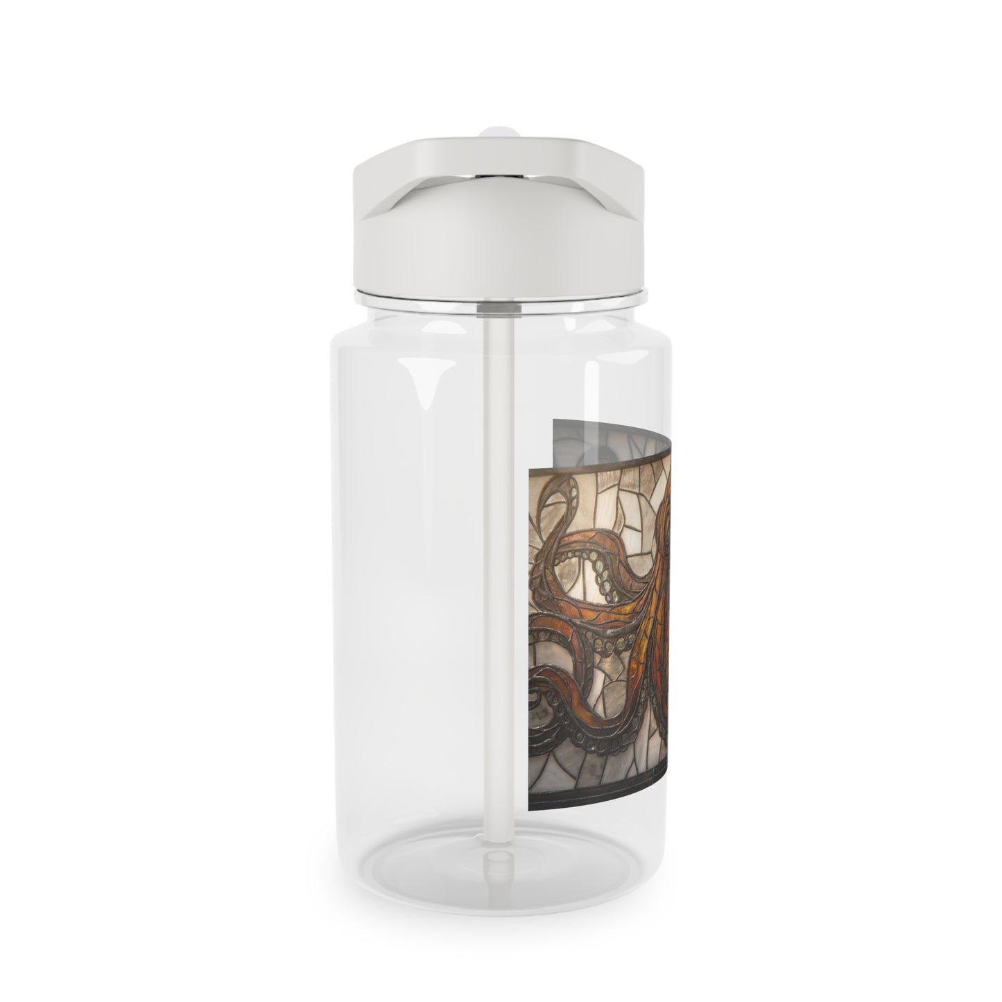 Stained Glass Octopus Tritan Water Bottle – Amber Tentacle Mosaic