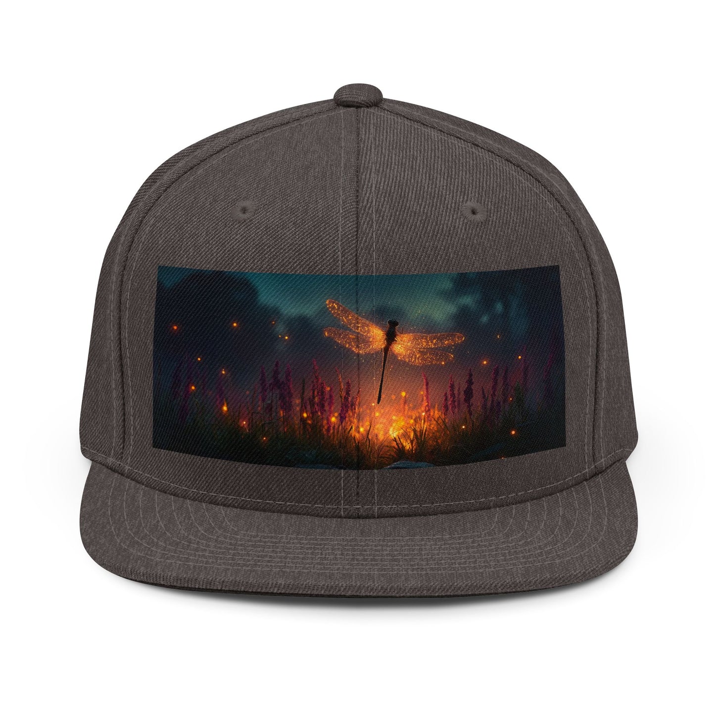 Glowing Dragonfly Unisex Snapback Hat – Bioluminescent Meadow Guardian
