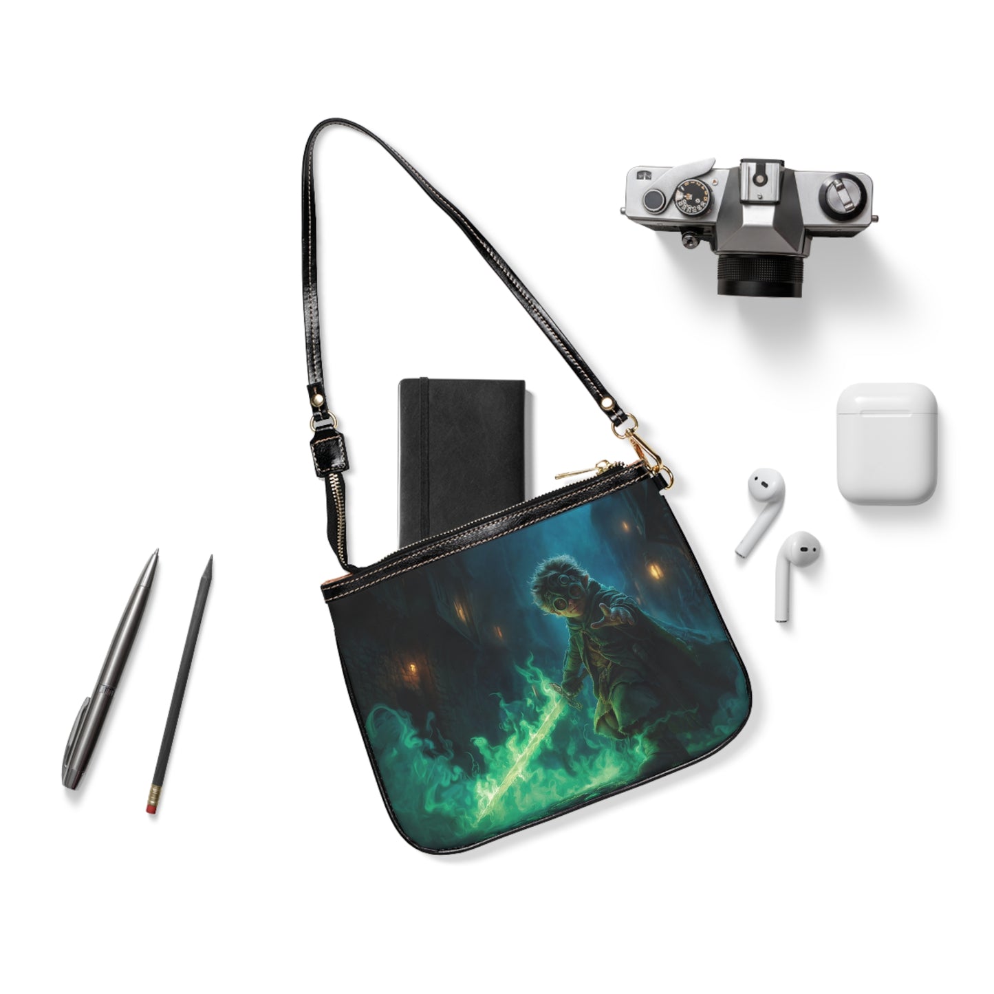 Green-Eyed Apprentice with Glowing Sword Small Shoulder Bag – Midnight Alley Magic