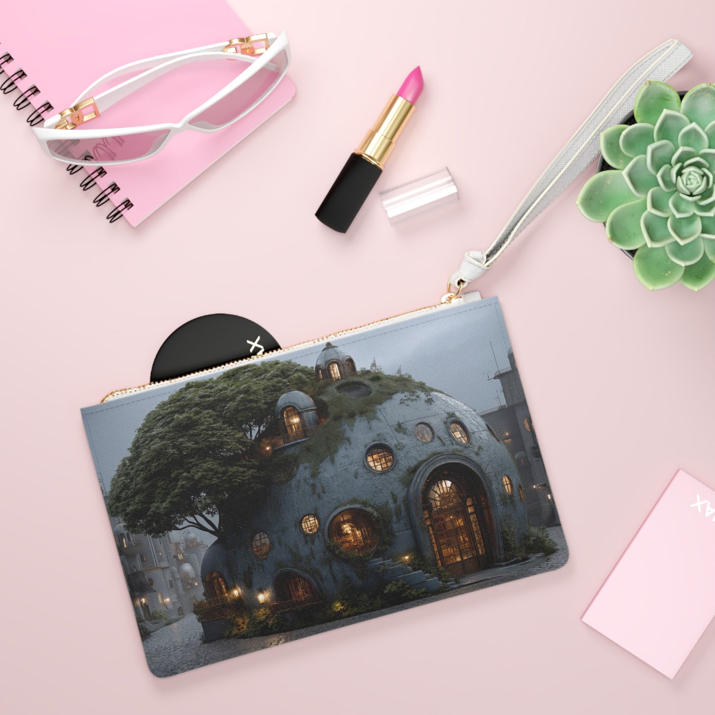 Skyroot Dwelling Clutch Bag – Moss-Covered Orbital Home