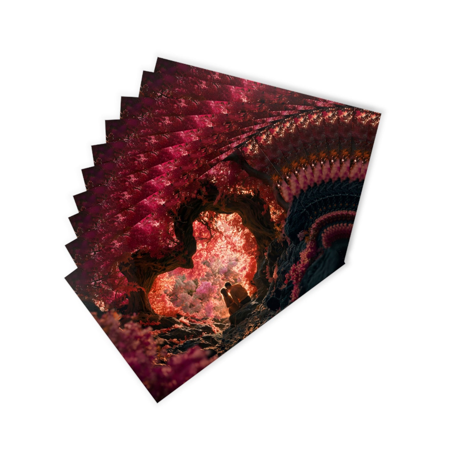 Crimson Heart Arch Postcards (10pcs) – Rose-Red Canopy Romance
