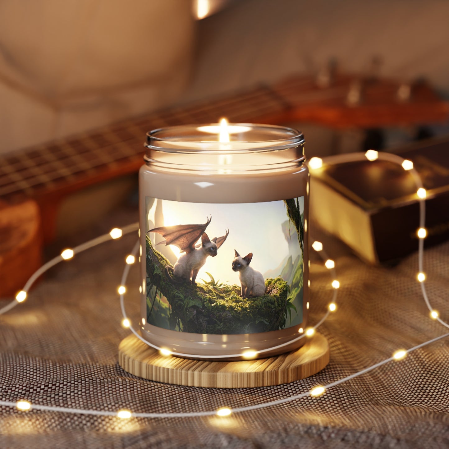 Winged Siamese Twin Cats Scented Soy Candles with White Lid, 9oz – Sunset Sanctuary