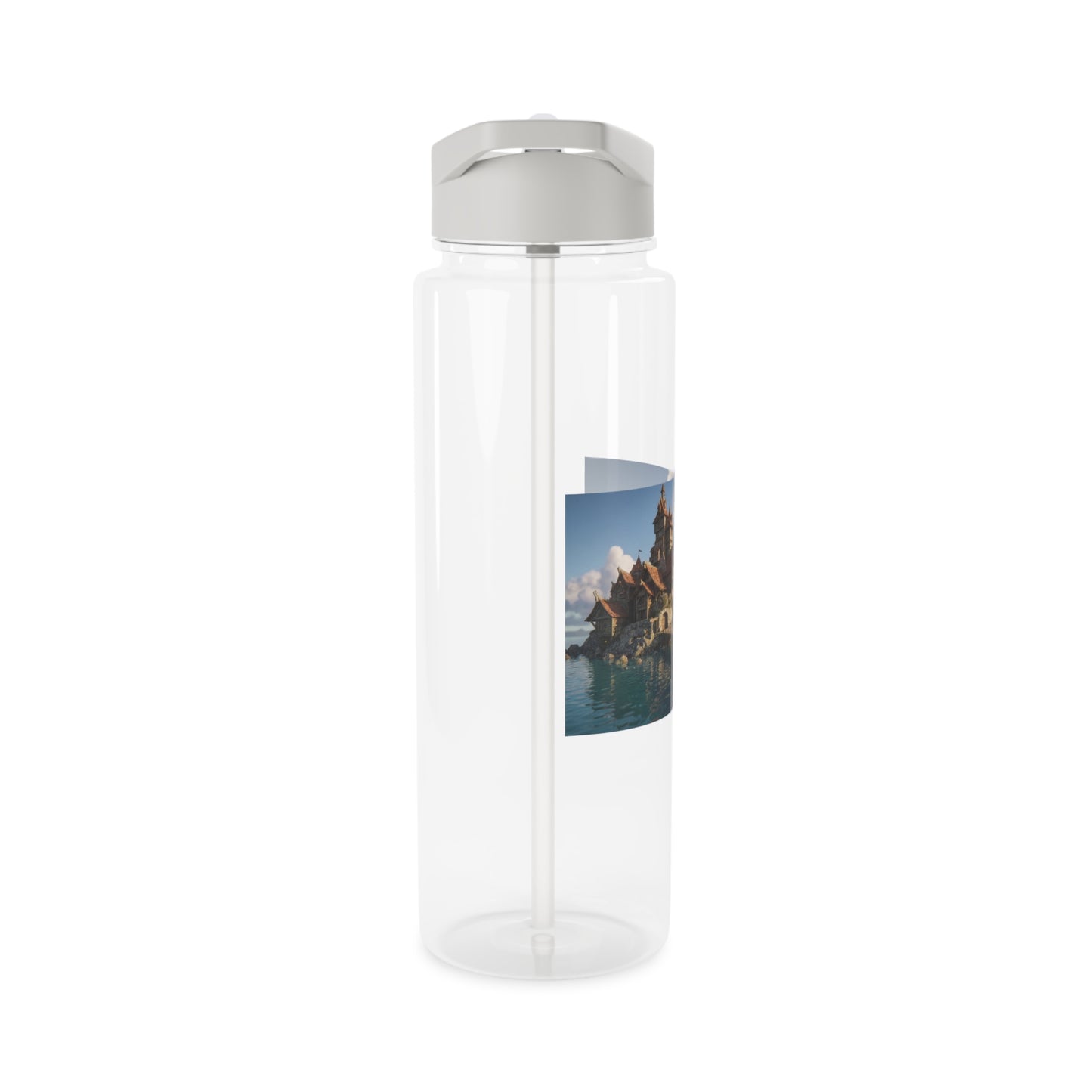 Ancient Waterfront Village Tritan Water Bottle – Cobblestone Coast & Twilight Tide