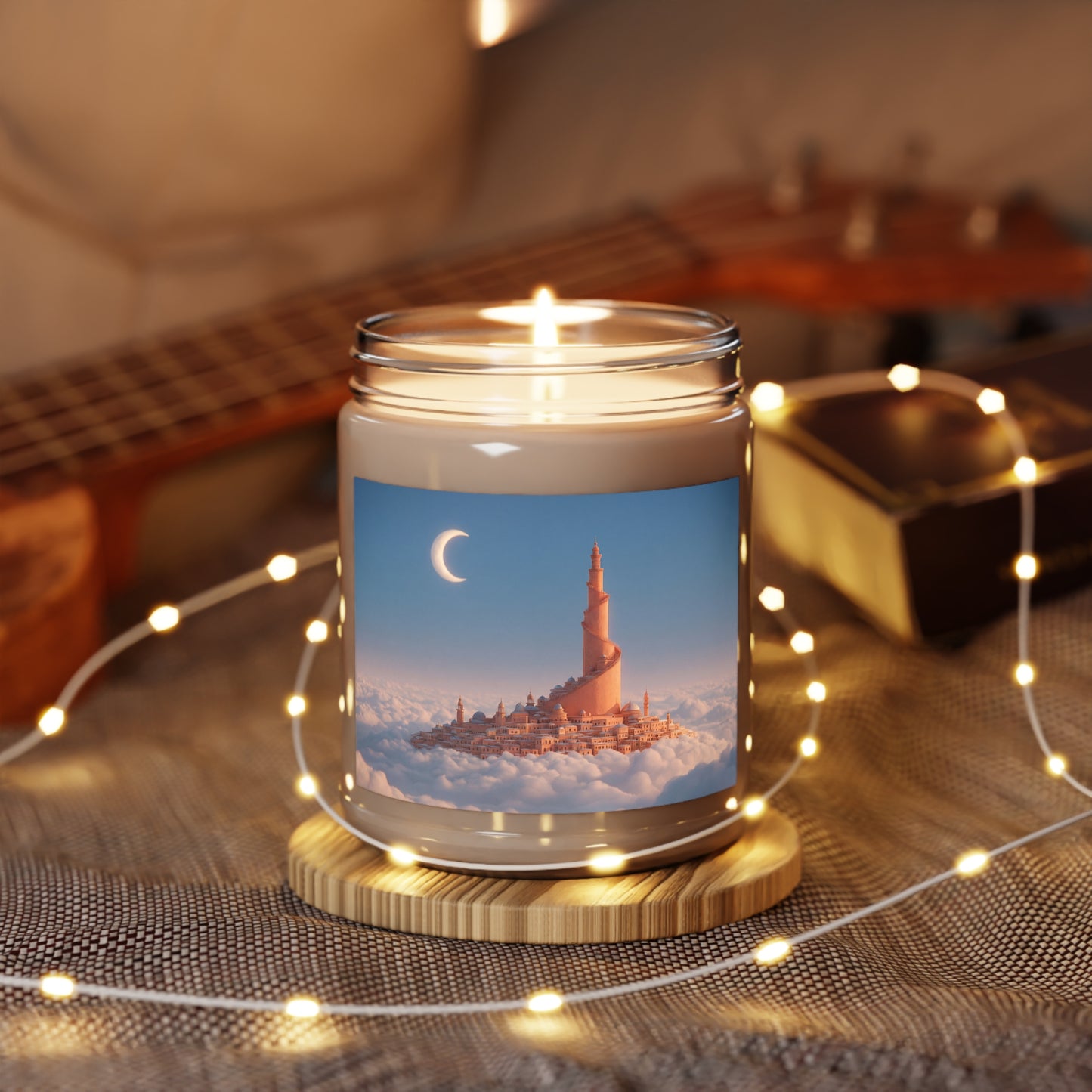 Cloud City Mosque Scented Soy Candles with White Lid, 9oz – Whisper of the Celestial Spire