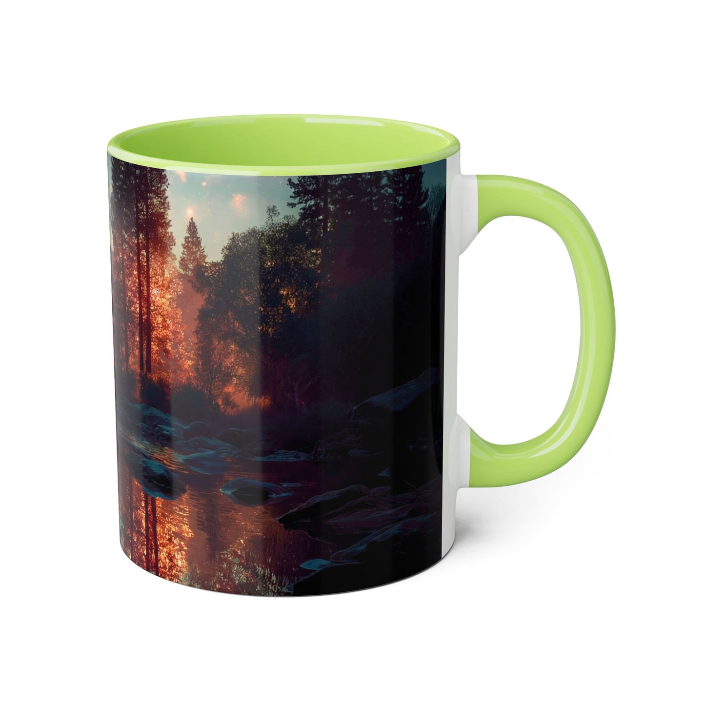 Twilight Mountain Reflection Accent Mugs, 11oz – Obsidian River Dreamscape