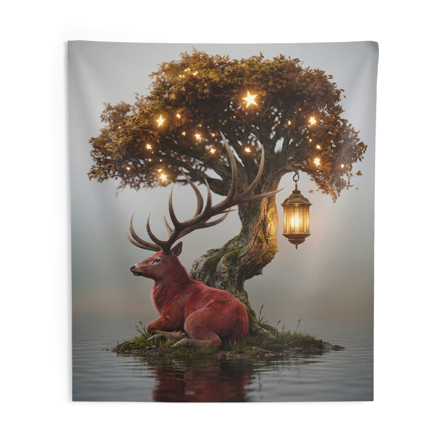 Starlit Stag Tree Tapestry – Whispering Woods at Dusk