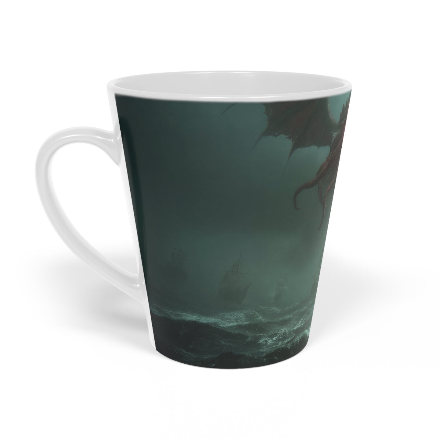 Crimson Leviathan Latte Mug, 12oz – Stormbound Sails and the Red Winged Guardian