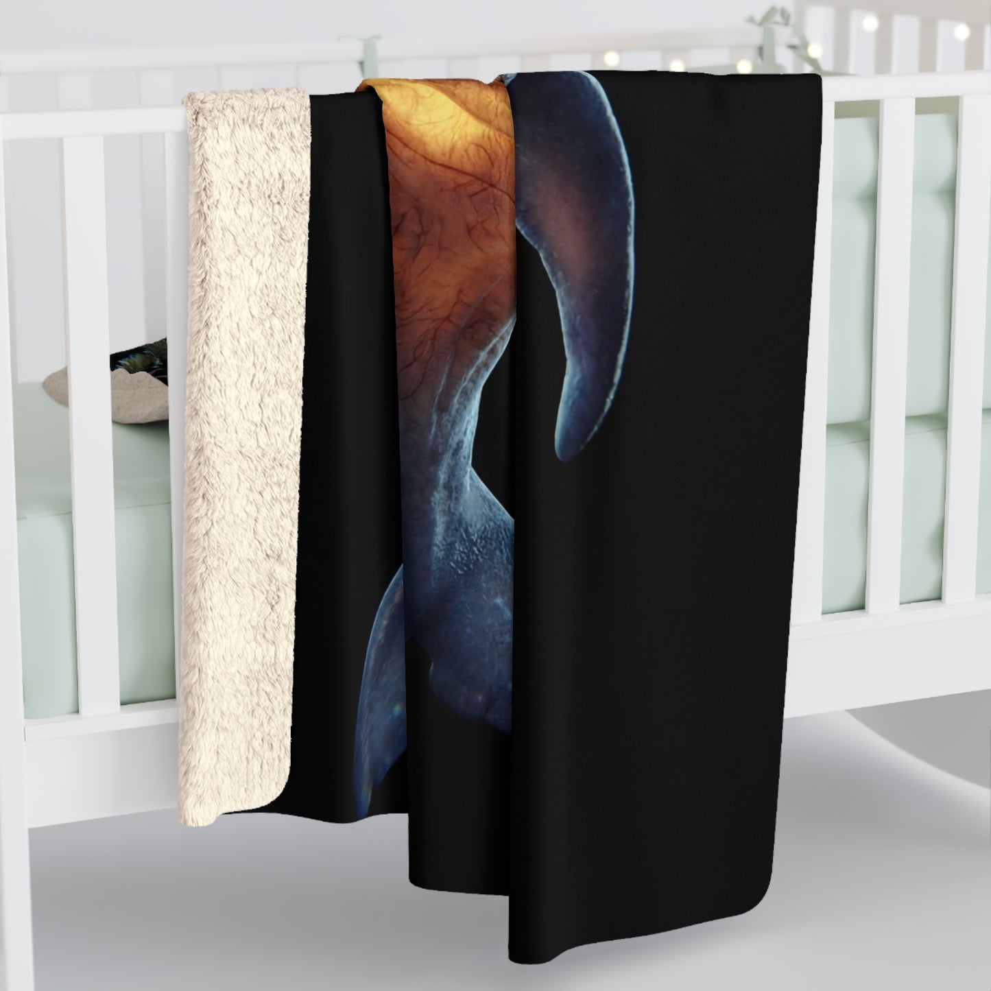 Whale Island Dreamer Sherpa Fleece Blanket – Bioluminescent Ocean Sanctuary
