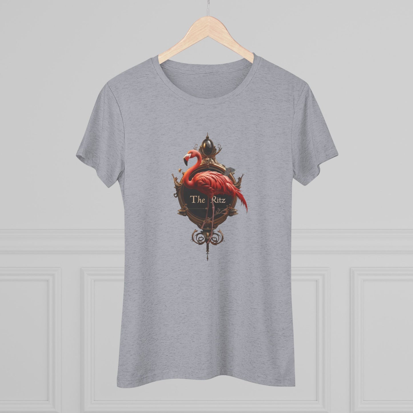 The Ritz Flamingo Women's Triblend Tee – Gilded Ornate Signage Design