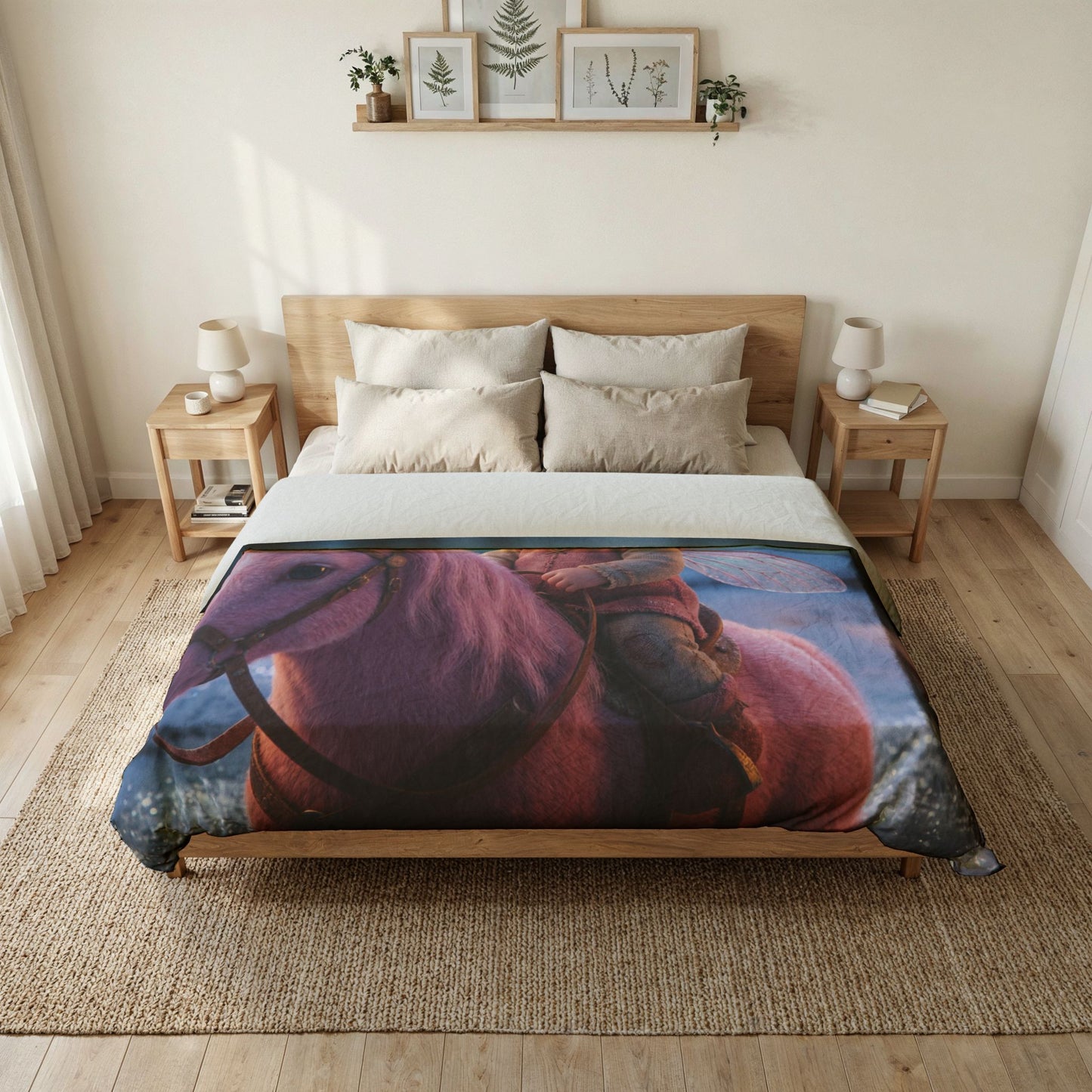 Pink Pixie Unicorn Duvet Cover – Frosty Forest Guardian Scene