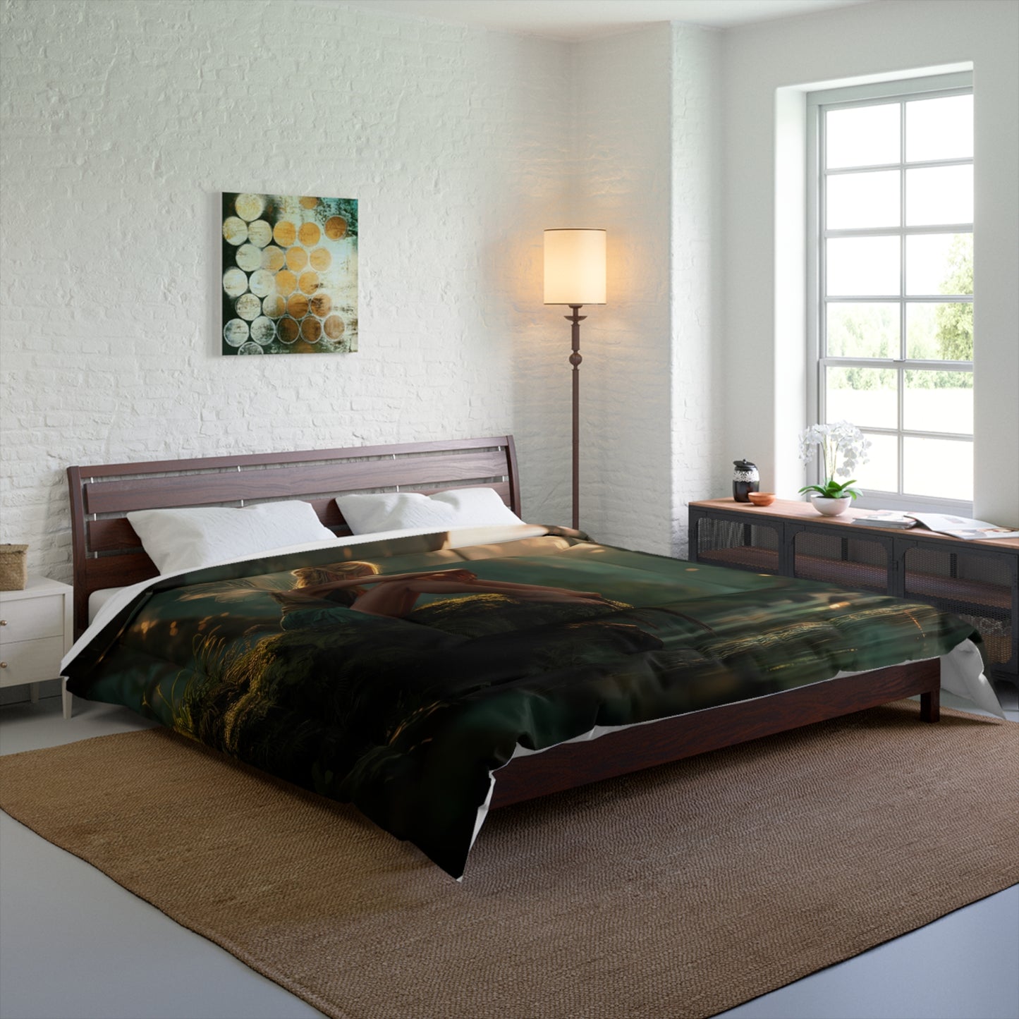 Mossy Bank Fairy Comforter – Golden Hour Forest Dreamscape