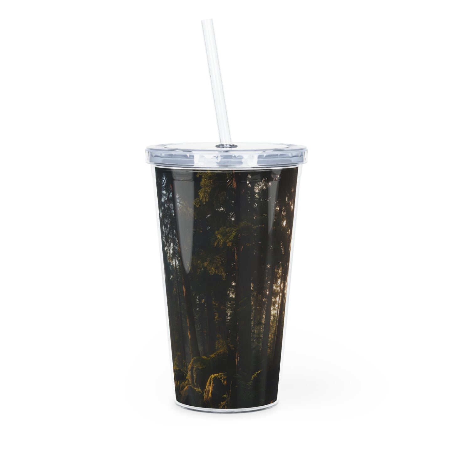 Ancient Treehouse Tumbler with Straw – Sunlit Forest Sanctuary