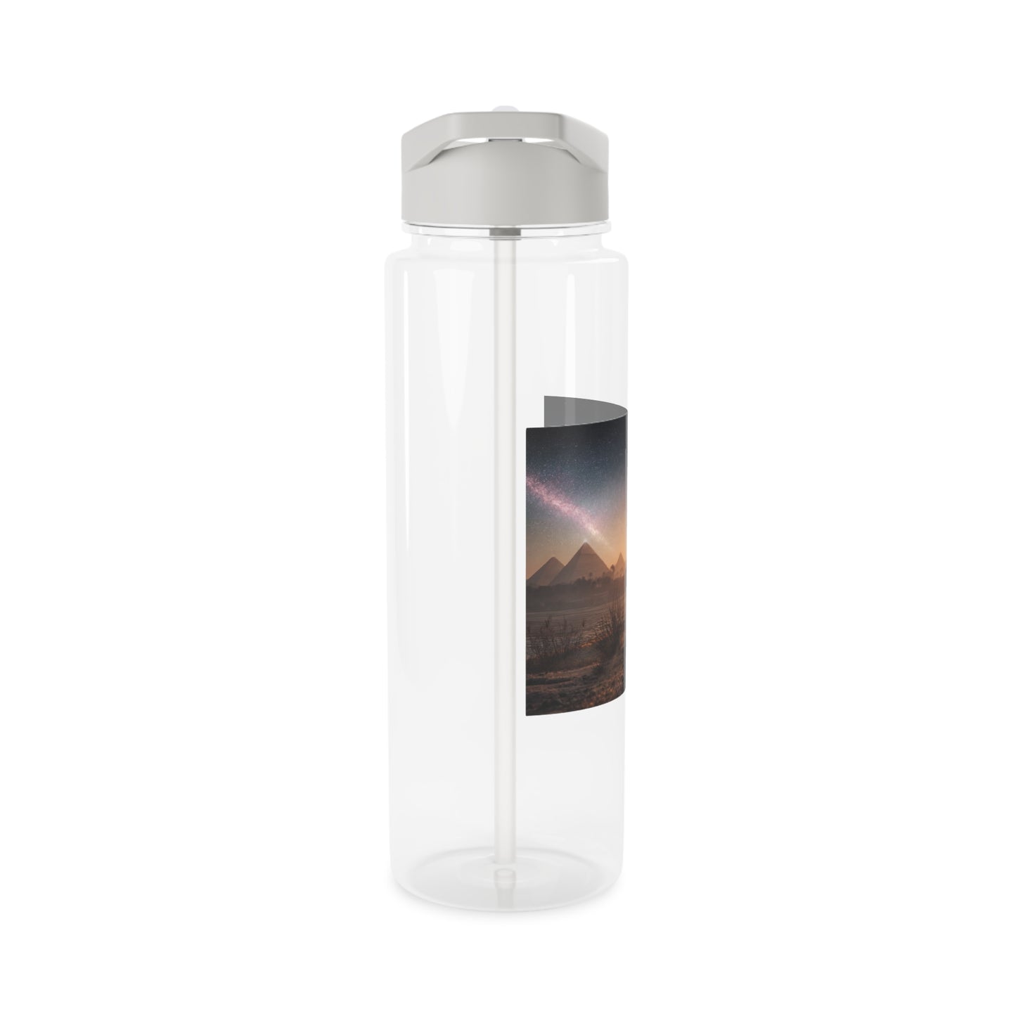 Twin Cats at Pyramids Tritan Water Bottle – Starlit Nile Sunset Silhouette