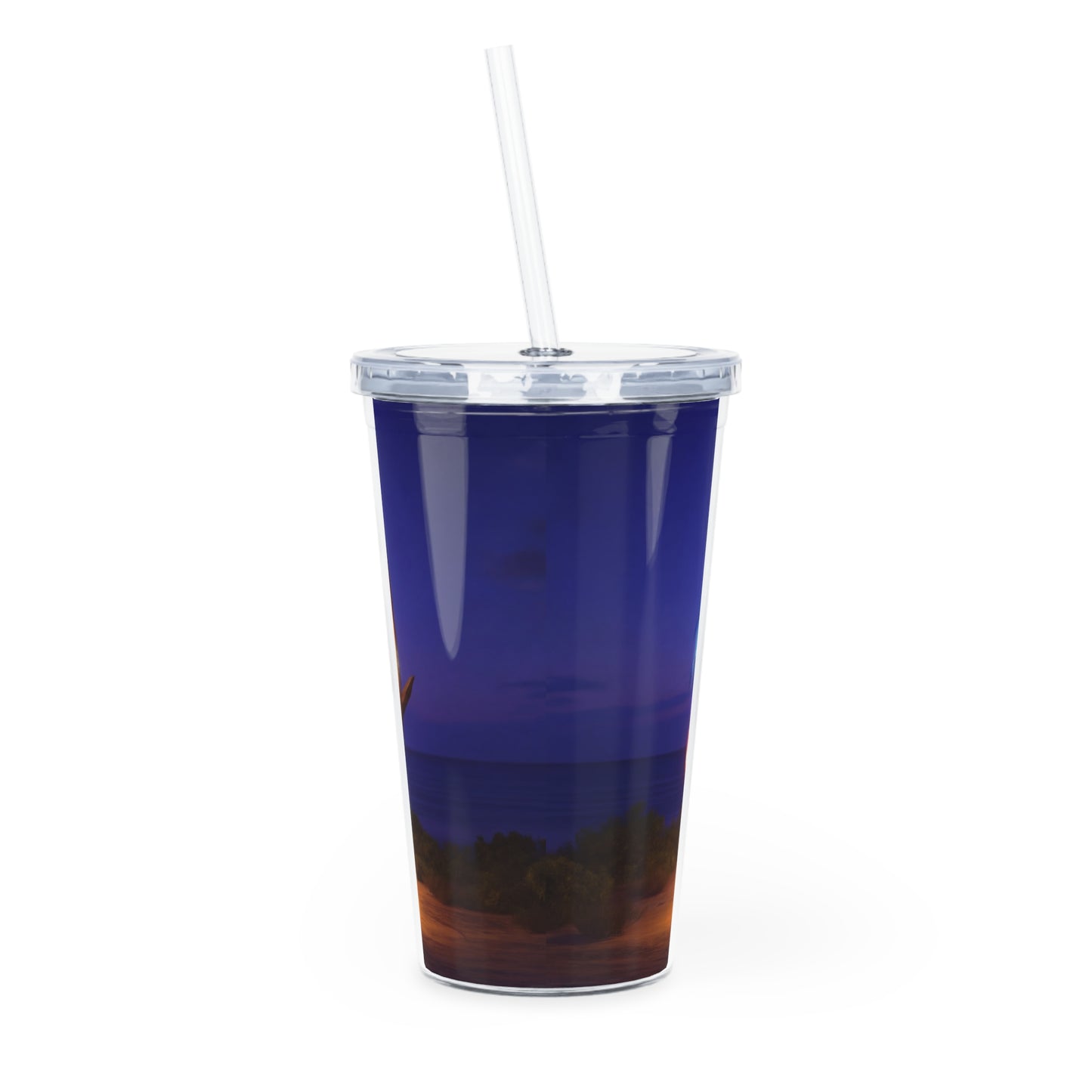 Luminous Phoenix Arch Tumbler with Straw – Sunset Sanctuary at Sea