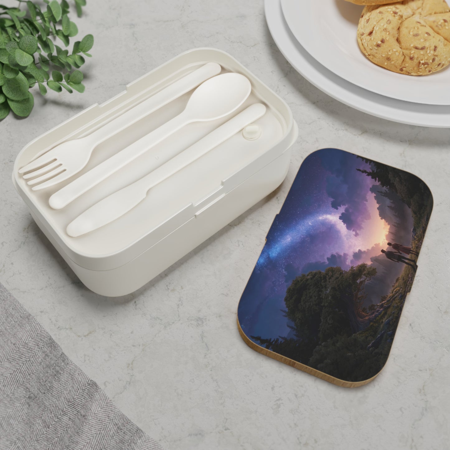 Starlit Horizon Bento Lunch Box – Two Souls Under the Milky Way