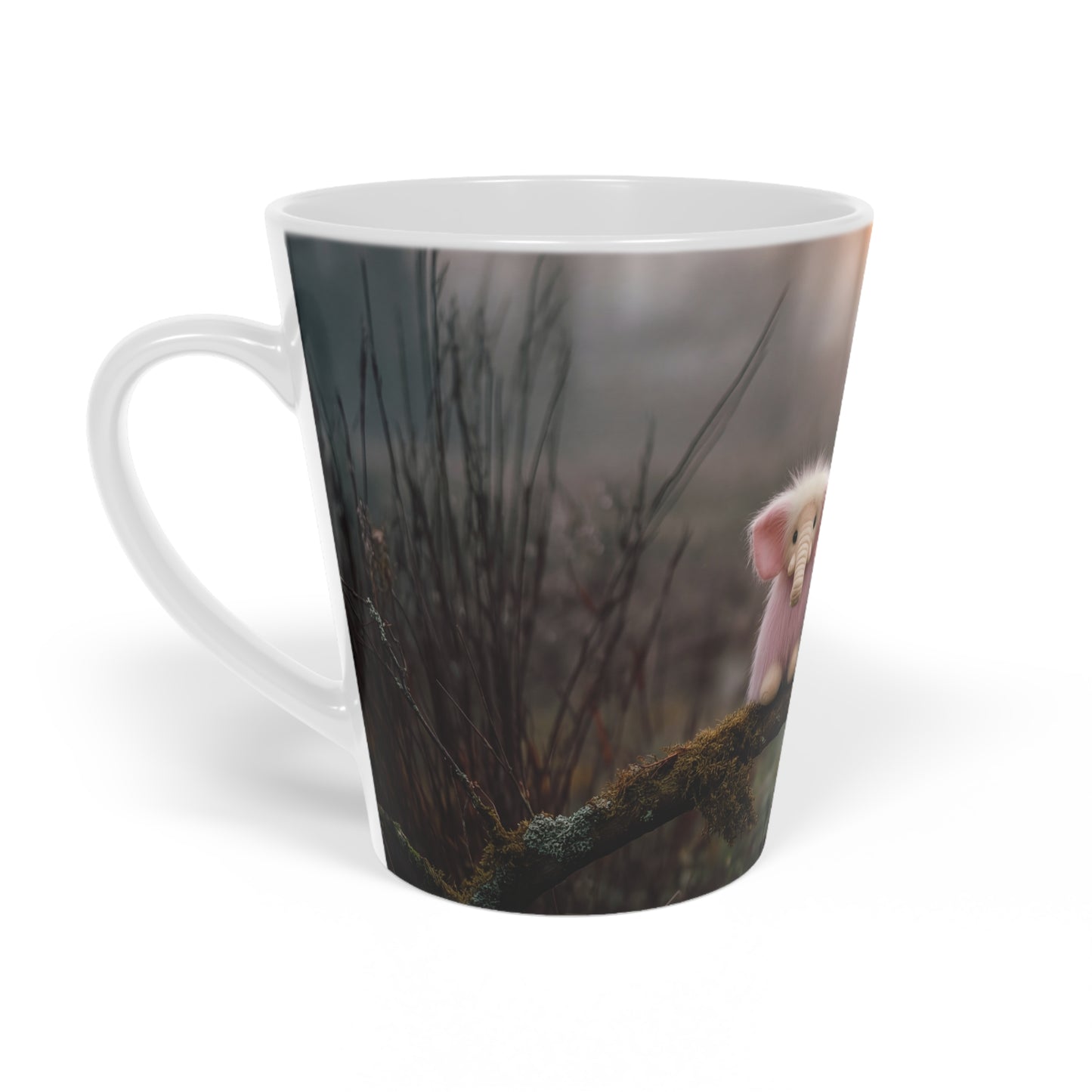 Mossy Branch Elephants Latte Mug – Pastel Tryst at Twilight