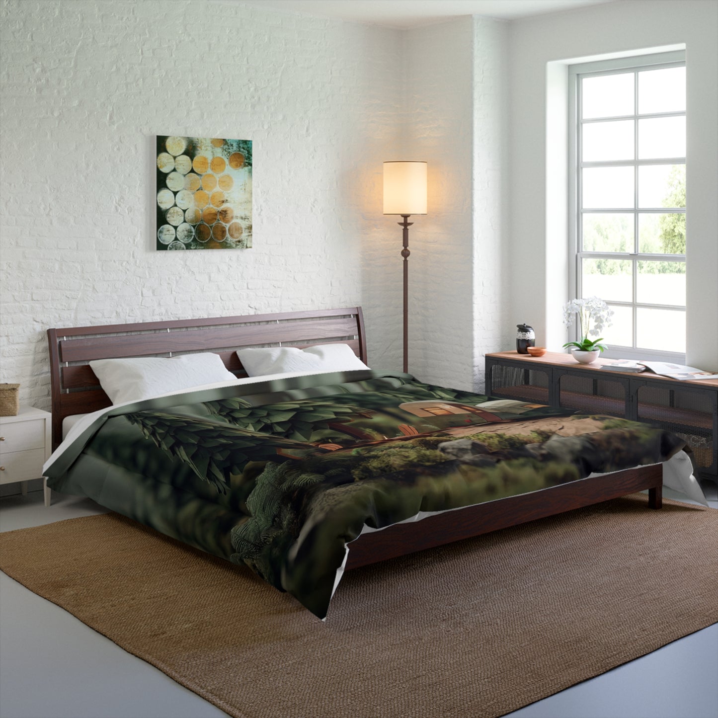 Forest Campground Comforter – Warm Glow in the Green Woods