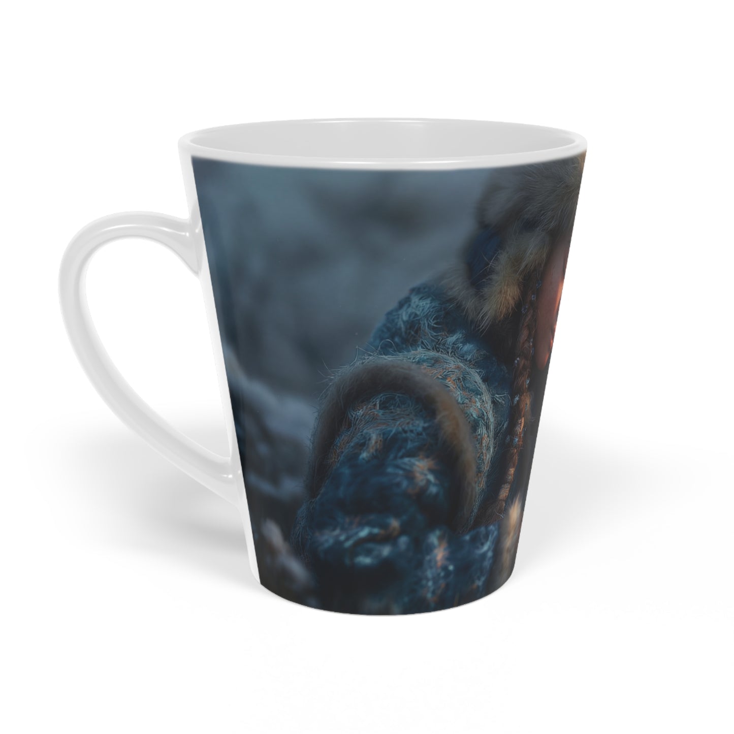 Sleeping Dragon & Girl Latte Mug, 12oz – Frostlight Guardian Dreamscape