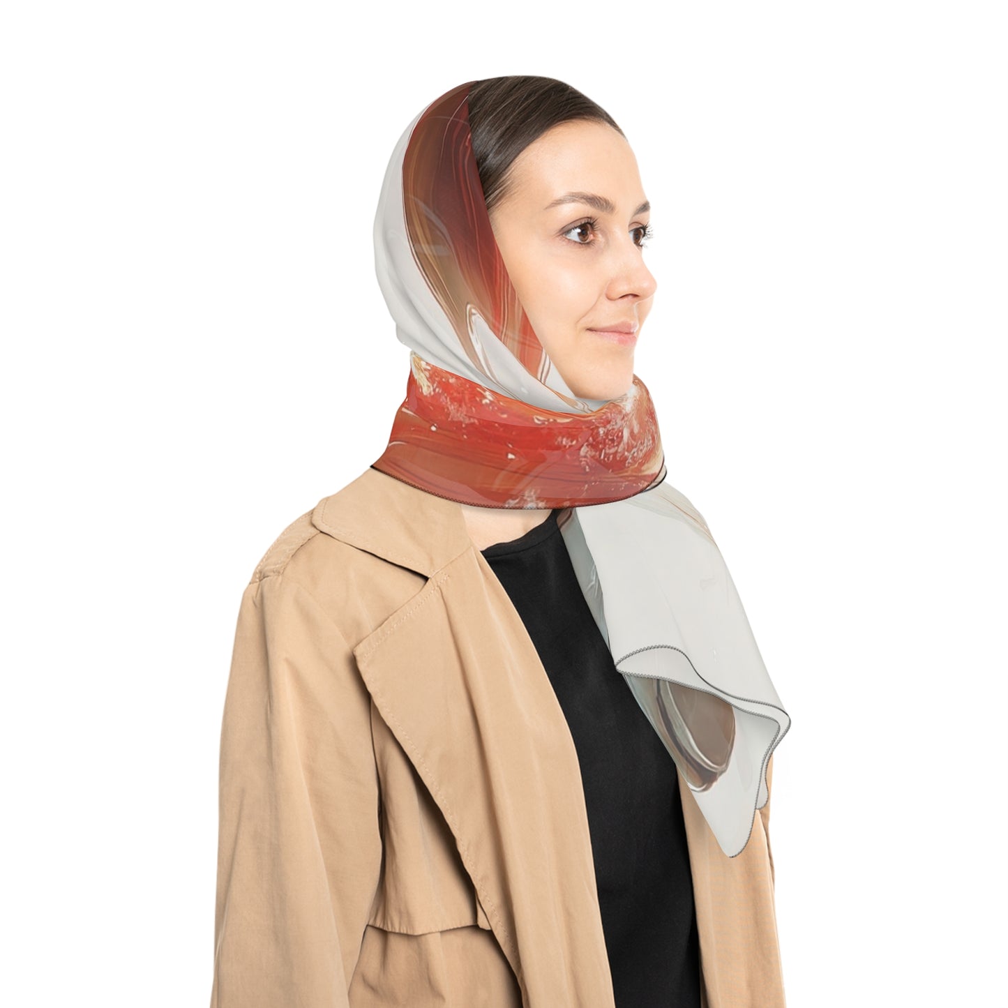 Child on Celestial Koi Poly Scarf – Warm Liquid Light Dreamscape