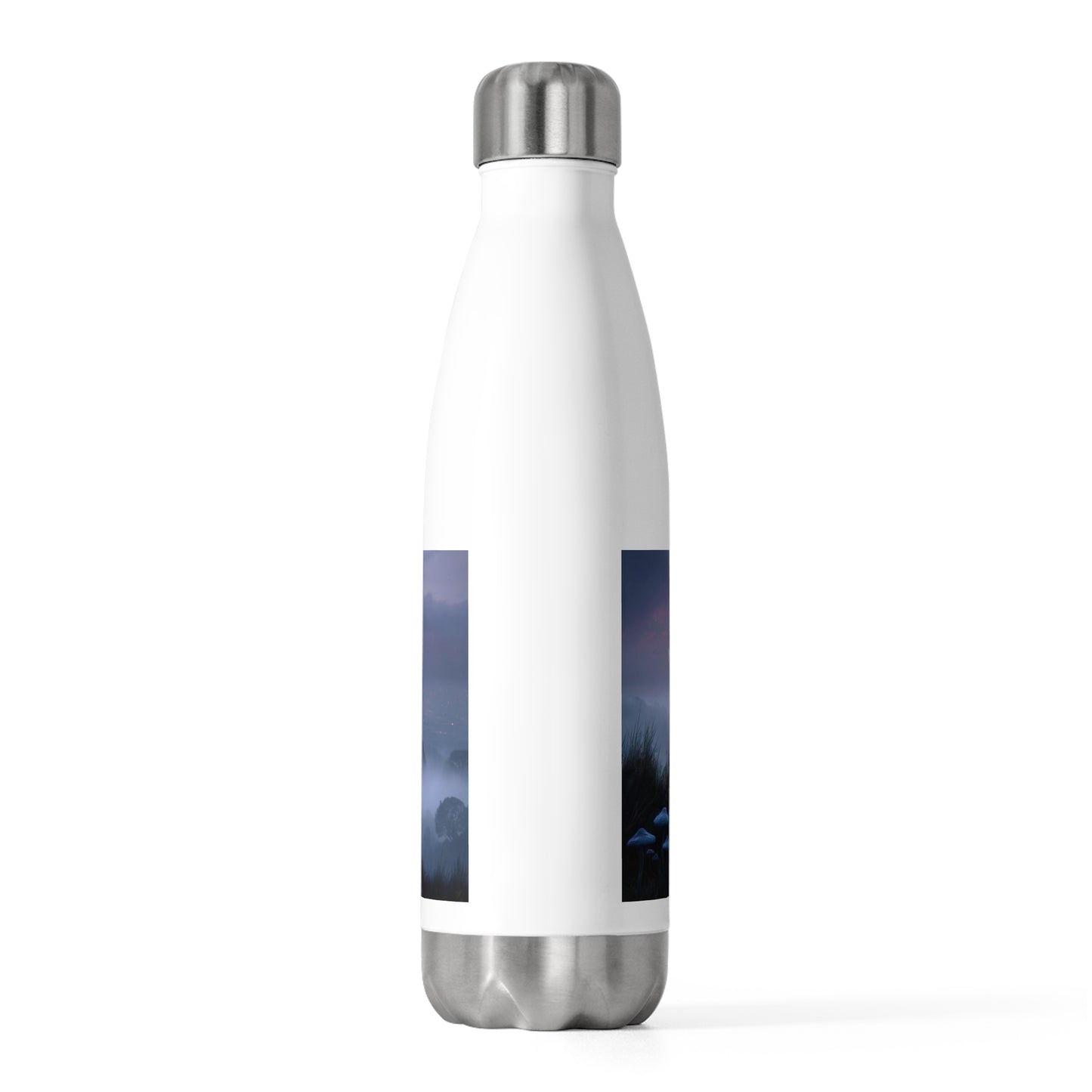 Moonlit Sentinel 20oz Insulated Bottle – Twilight Vista with Crescent Moon