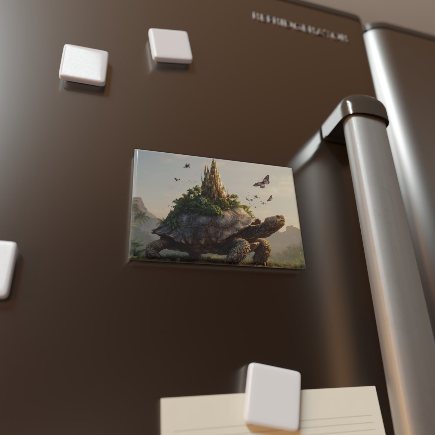 Ancient Turtle Citadel Button Magnet – Golden Spire Sanctuary