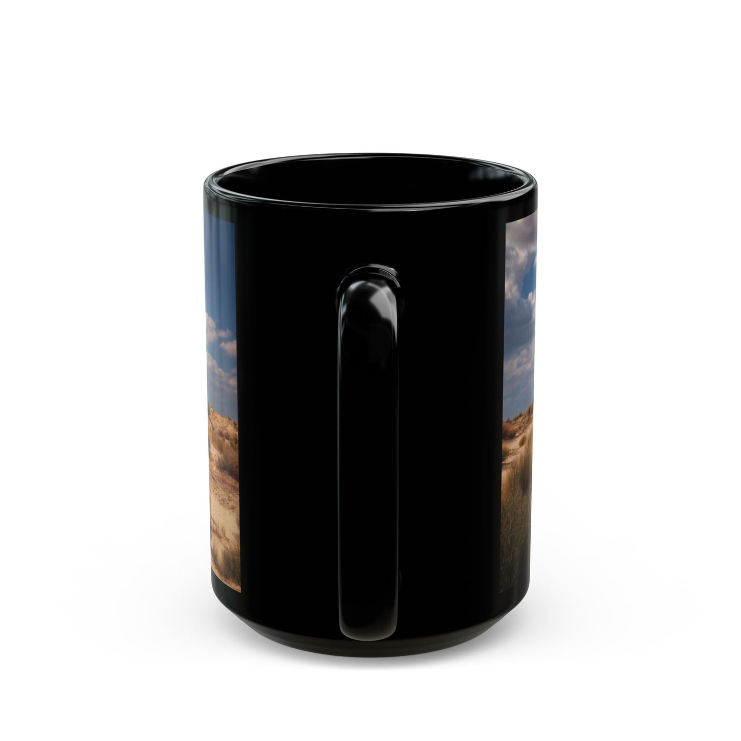 Desert Shipwreck Black Mug – Sun-Drenched Sand and Salted Skies
