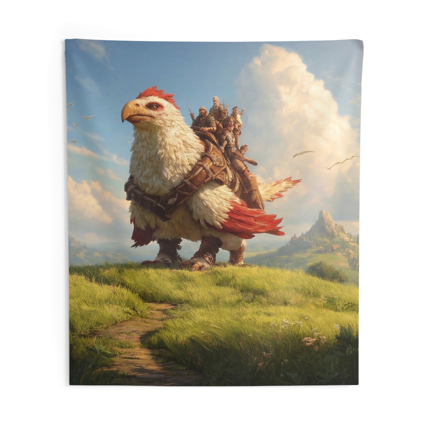 Skyborne Eagle Riders Indoor Wall Tapestries – Crested Majesty Over Sunlit Peaks