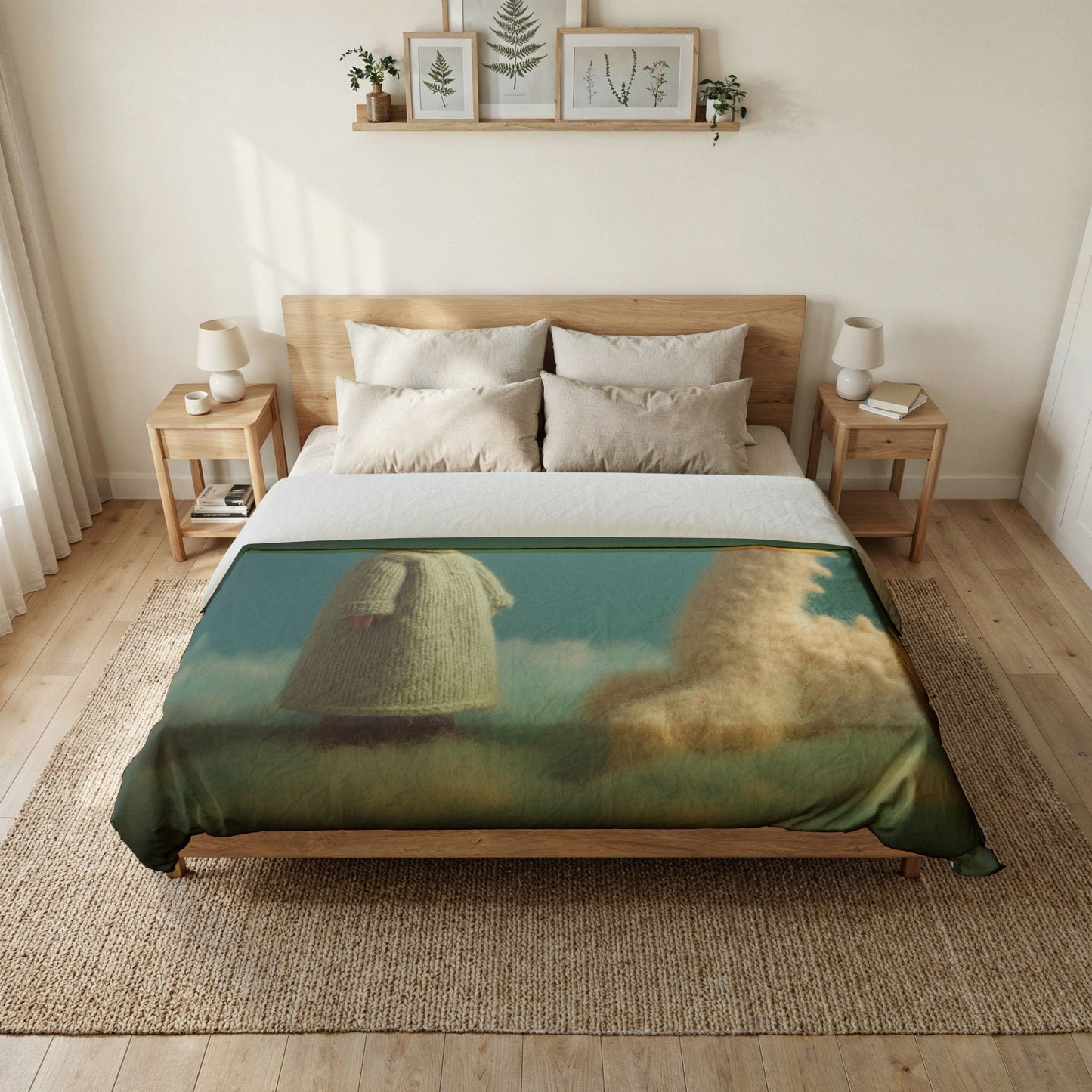 Cloud Dragon Cotton Duvet Cover – Soft Knitted Sky Dreamscape