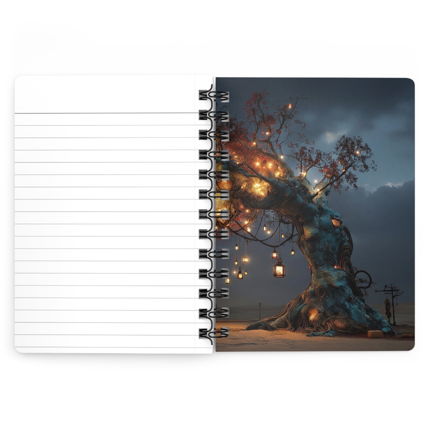 Whispering Lantern Tree Spiral Bound Journal – Desert Twilight Haven
