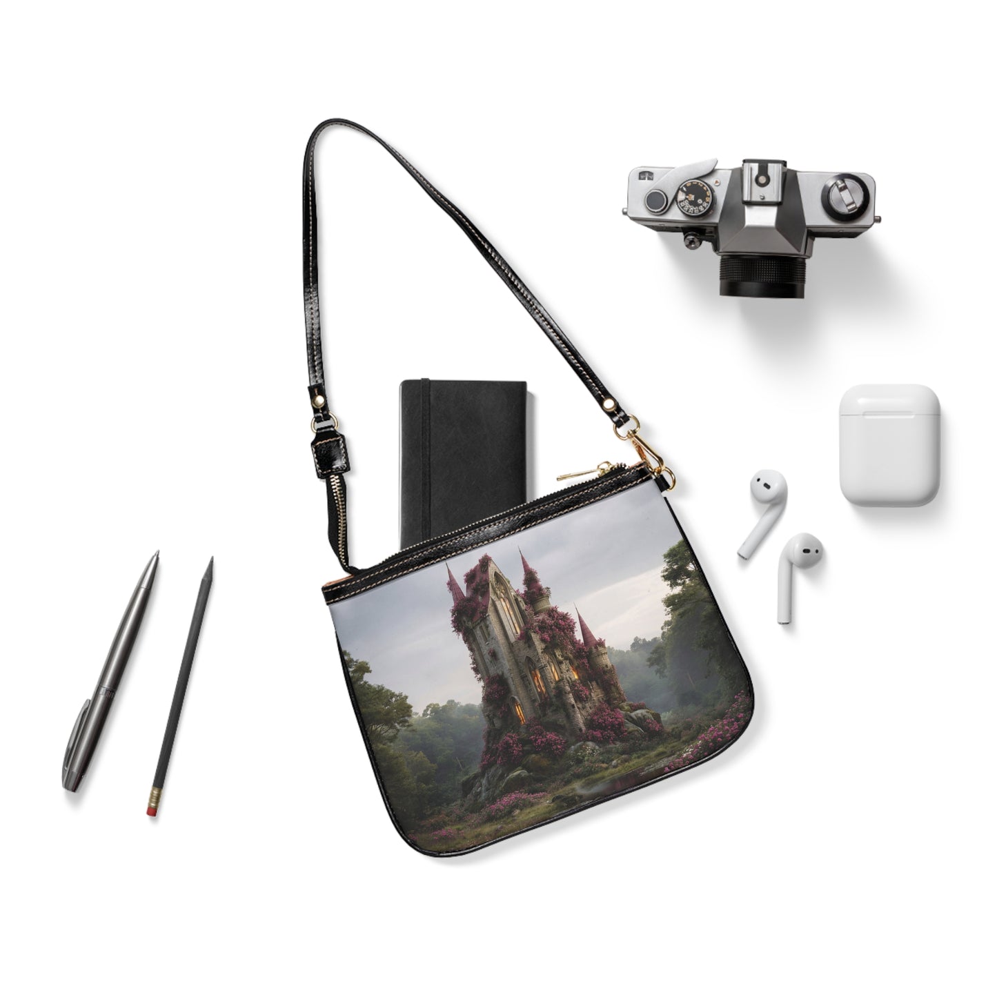 Rose-Clad Castle Shoulder Bag – Whispers of the Twilight Keep