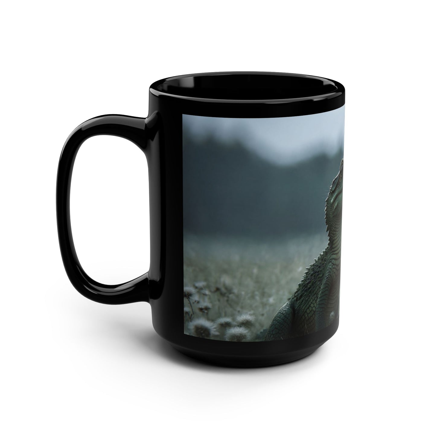 Young Crocodile Admiring Butterfly Mug – Mossy Meadow Wonder Scene