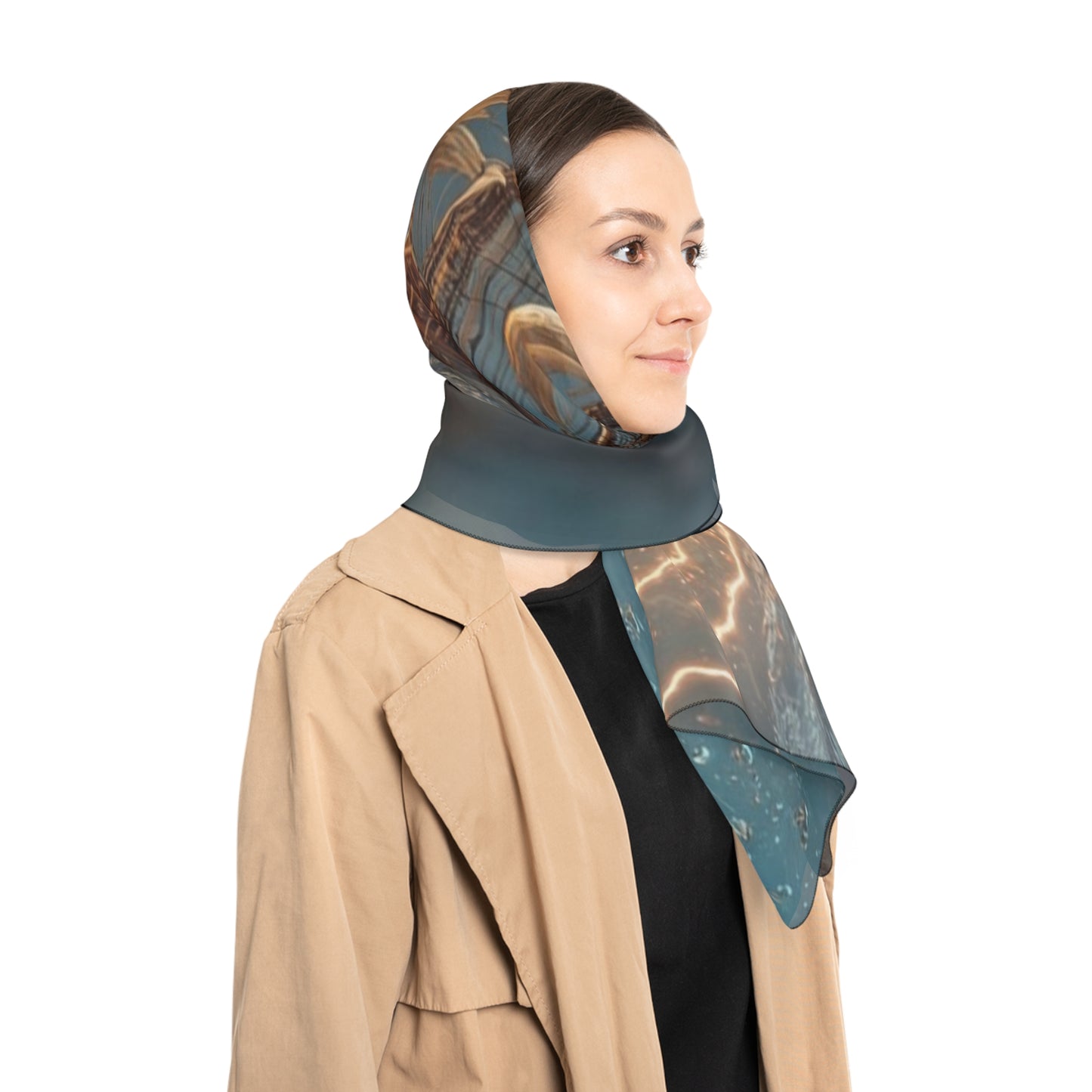 Storm-Sailed Ship in Bottle Poly Scarf – Captured Gale on a Glass Sea
