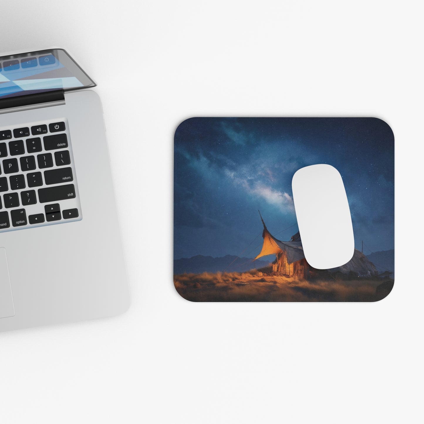 Starlit Nomad Tent Mouse Pad – Milky Way Over Desert Camp